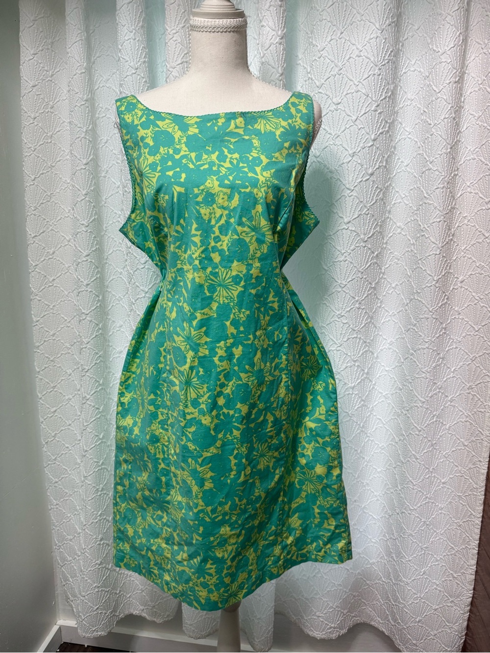 Sigrid Olsen Teal and Yellow Floral Midi Dress